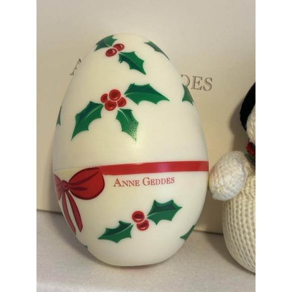 NEW VTG 2005 Anne Geddes Christmas Snowman Plush Rubber Face Baby In Egg NIB - Picture 2 of 11